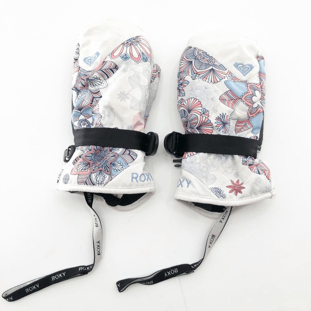 Roxy Womens Hydrotex Floral Ski / Snowboard Mittens White Multi Size XS (kids L)